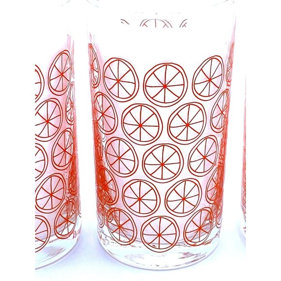 Libbey Orange Slices Juice Glasses Vintage Set 2 Retro 1970s Farmhouse Kitchen - Picture 1 of 3